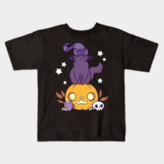 Pumpkin Cat  | Nikury Kids T-Shirt by Nikury